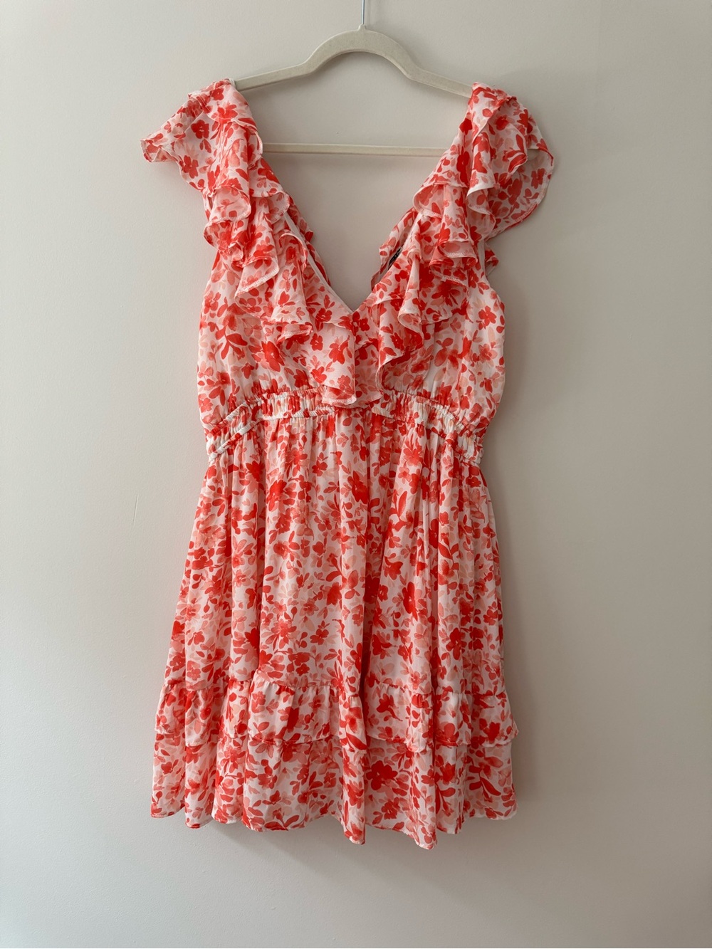 ABERCROMBIE Ruffle Flutter Sleeve Mini Dress in Pink Floral LT